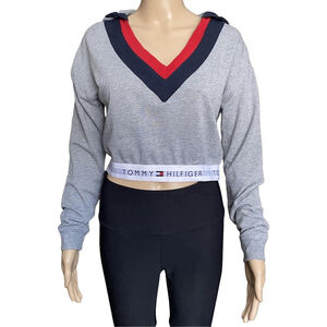 Tommy Hilfiger Grey Retro Cropped Lounge Hoodie Women’s Size Small